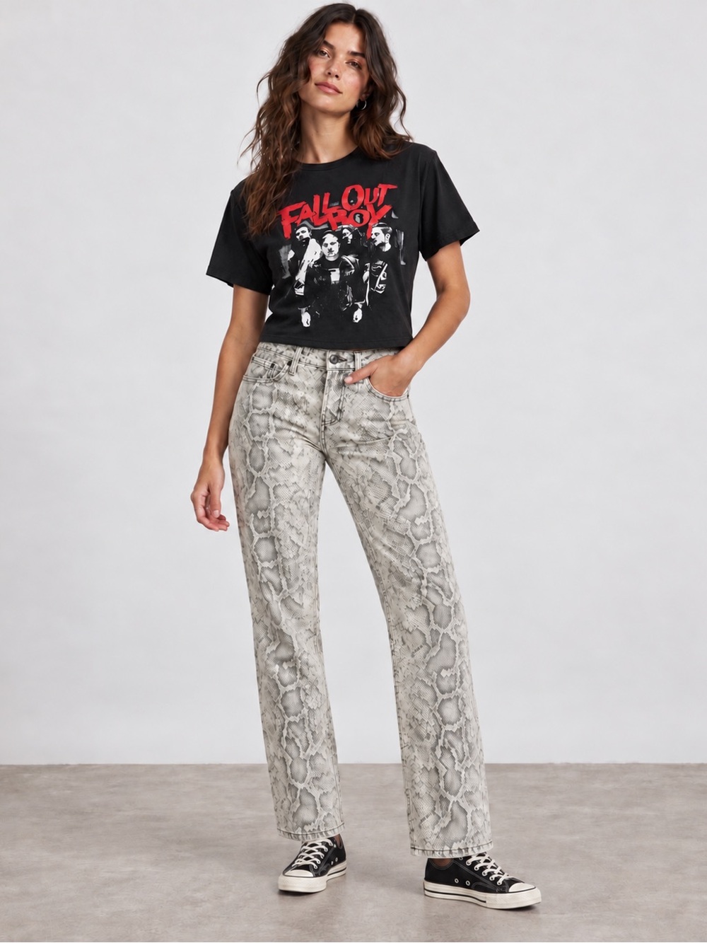 Outfit: BDG Lennon Snake Straight Leg Pant + Fallout Boy Tee(NWOT)